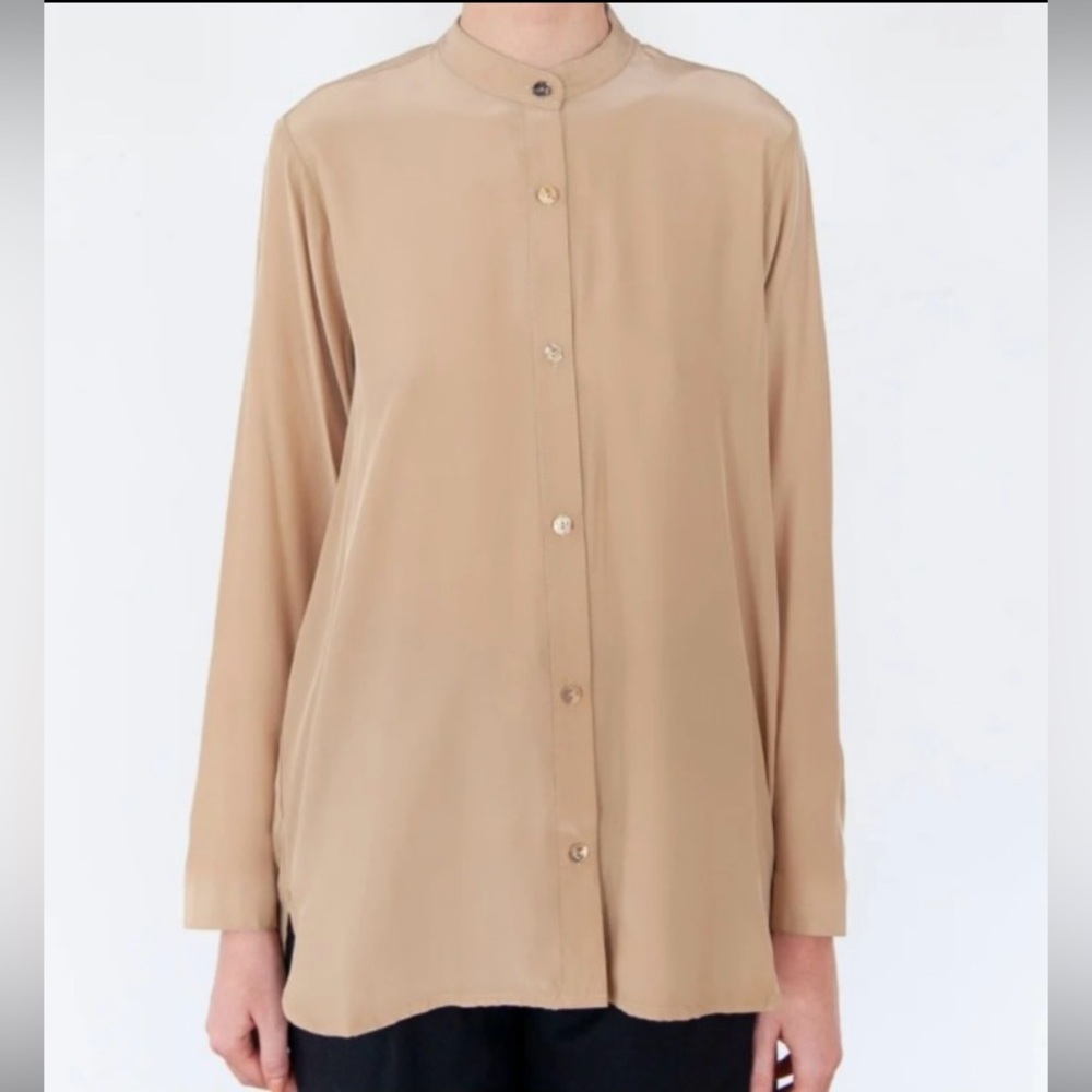 Lauren Ralph Lauren Tank Silk Blouse with Mandarin Collar